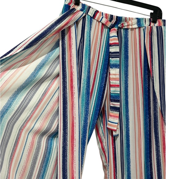 Portocruz Women L Multi colored Striped Cover-up Beach Pant Retro 90’s Style NWT - Picture 7 of 13